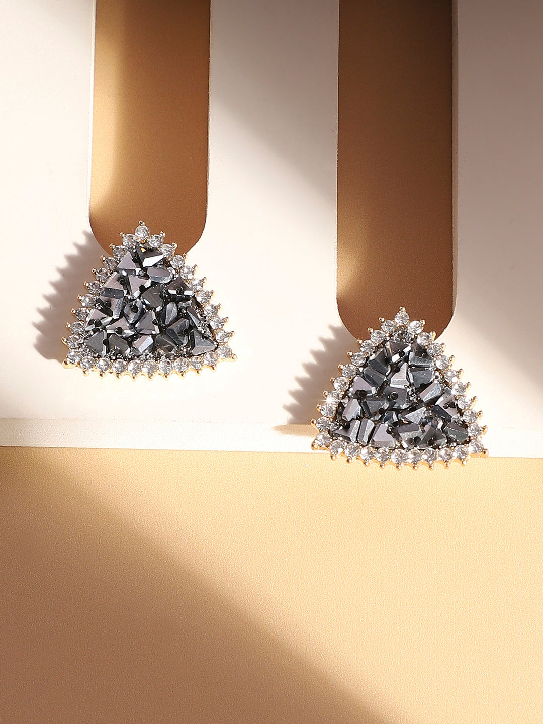 Silver-Plated Contemporary Stud Earrings