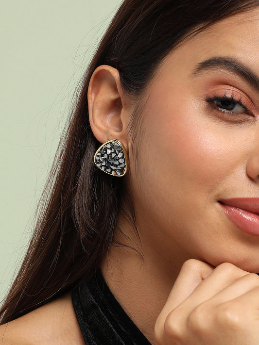 Gold Plated Stone Studded Studs Earrings
