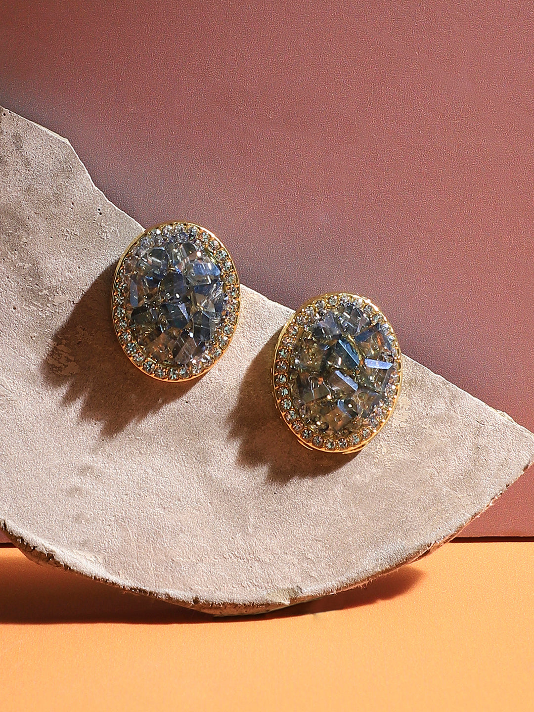 Gold-Plated Contemporary Studs Earrings