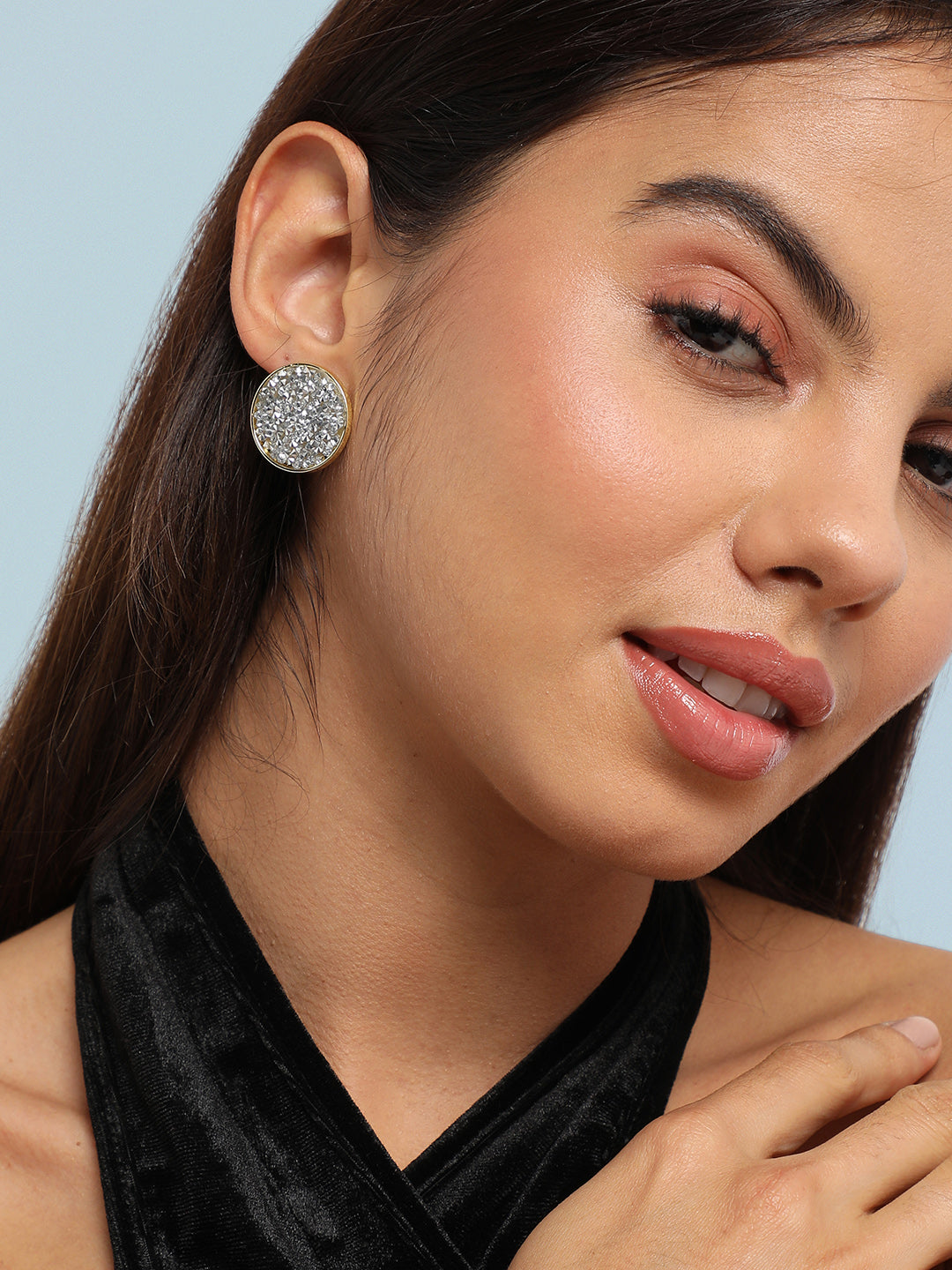 Gold-Plated Alloy Artificial Stones Studs Earrings