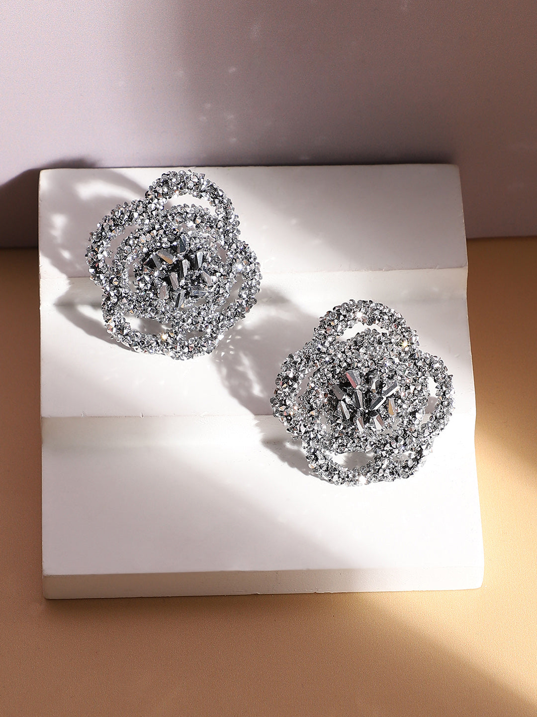 Silver-Plated Contemporary Stud Earrings