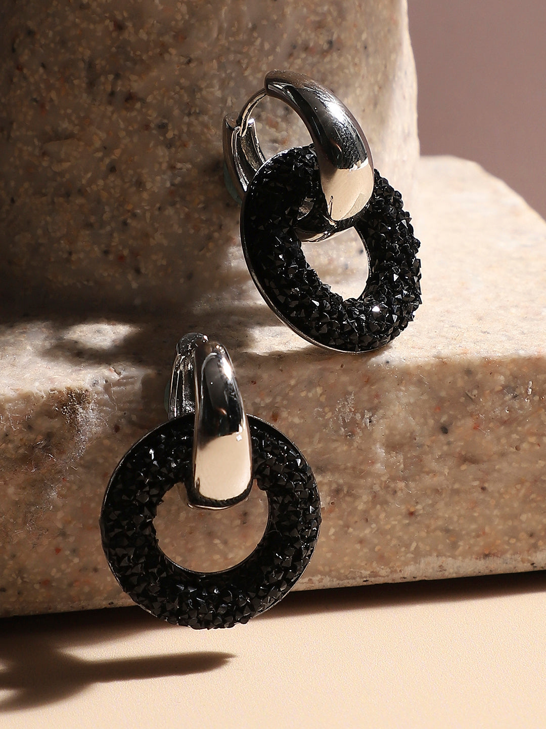Silver-Plated Contemporary Hoop Earrings