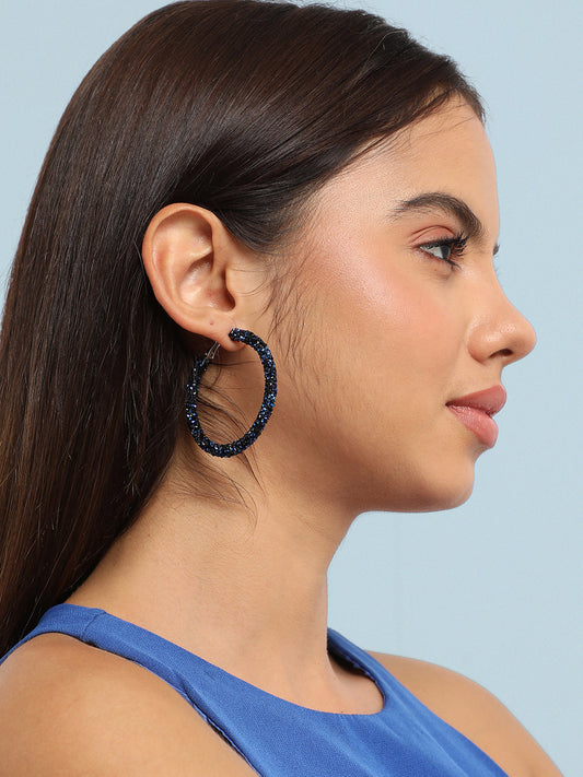 Silver-Plated Contemporary Hoop Earrings