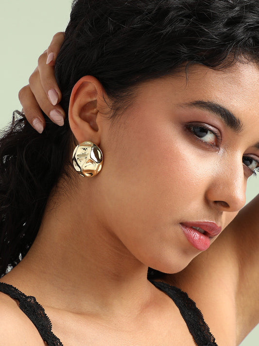Gold-Plated Contemporary Studs Earrings