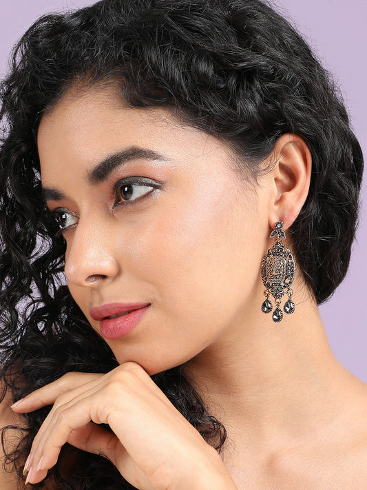 Gold-Plated Contemporary Antique Drop Earrings
