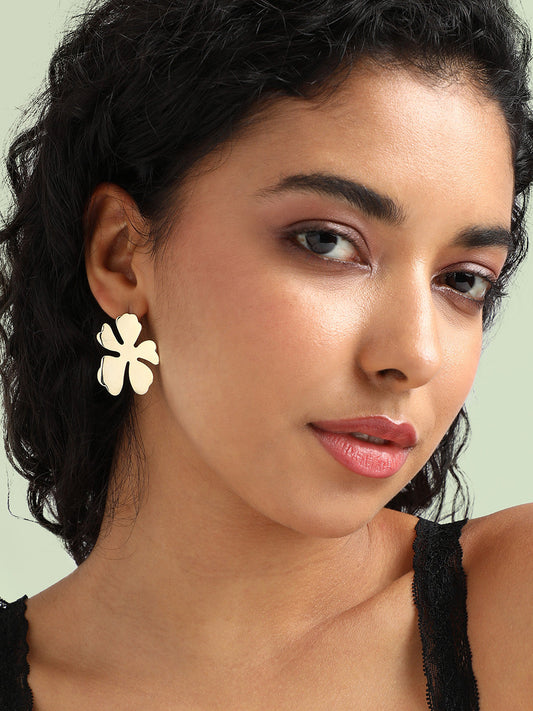 Gold-Plated Contemporary Studs Earrings