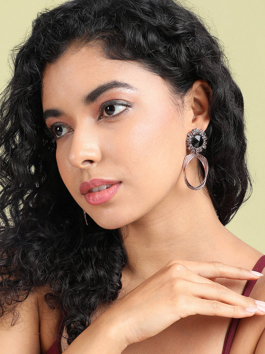 Gold-Plated Artificial Stones Contemporary Drop Earrings