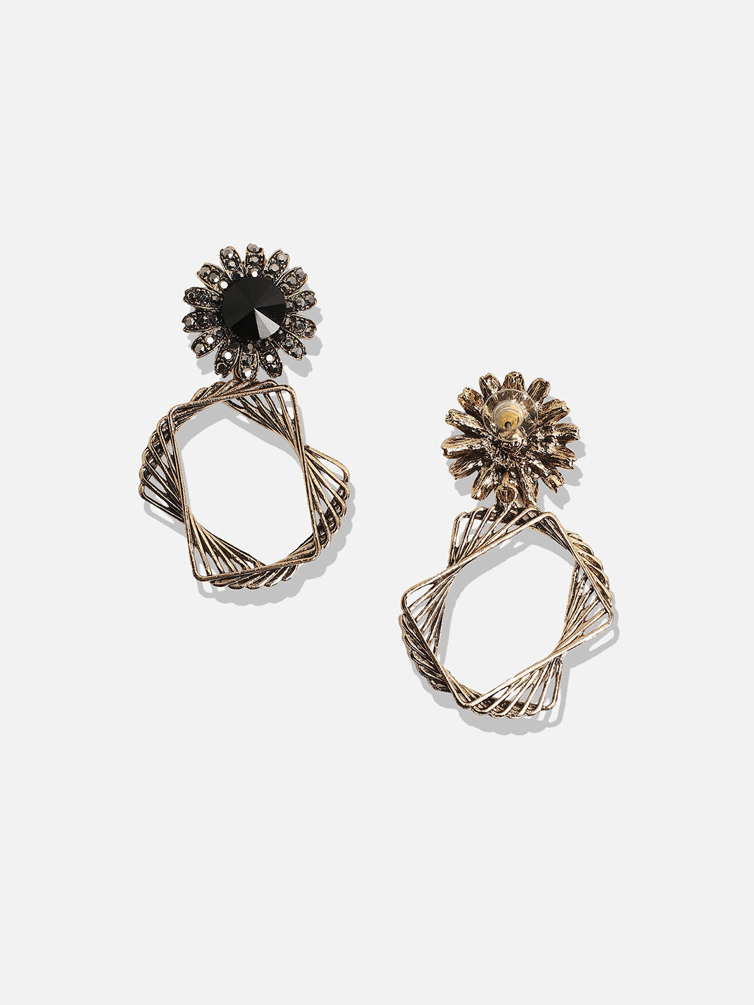 Gold-Plated Floral Shaped Drop Earrings