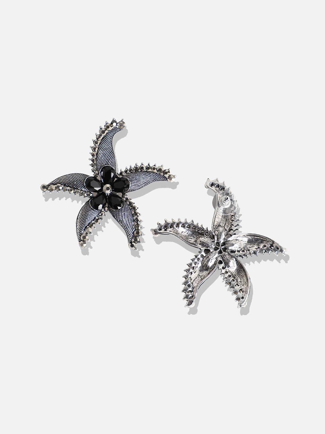 Silver-Plated Floral Drop Earrings