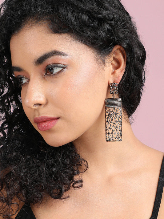 Gold Plated Stone Studded Drop Earrings