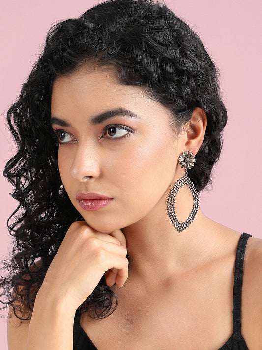 Gold-Plated Eye Drop Shaped Drop Earrings