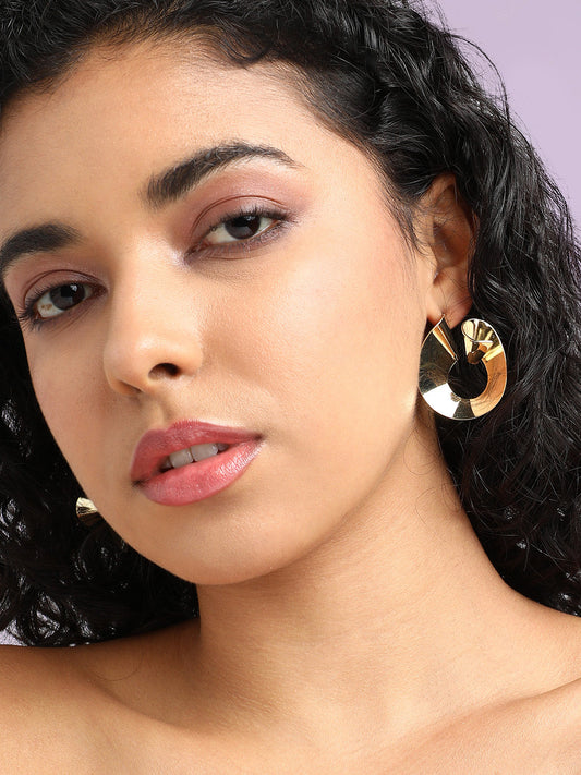 Gold-Plated Contemporary Studs Earrings