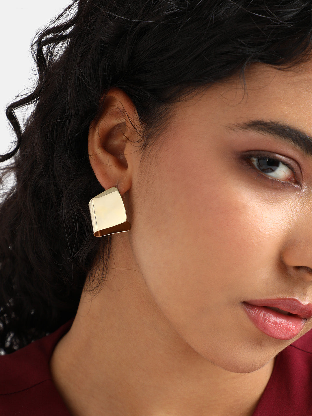 Gold-Plated Contemporary Studs Earrings