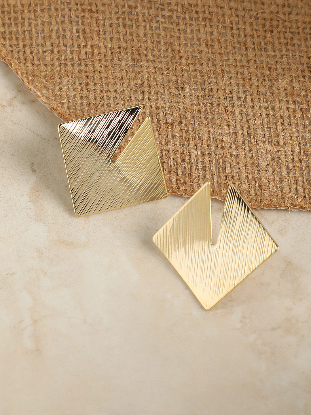Gold-Plated Contemporary Studs Earrings