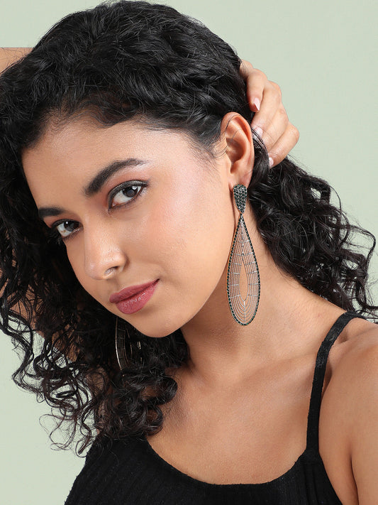 Gold-Plated Artificial Stones Contemporary Drop Earrings