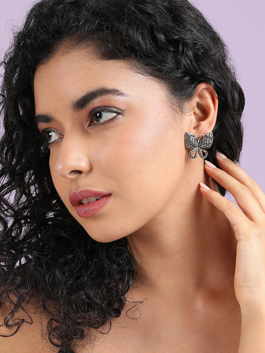 Silver-Plated Contemporary Studs Earrings