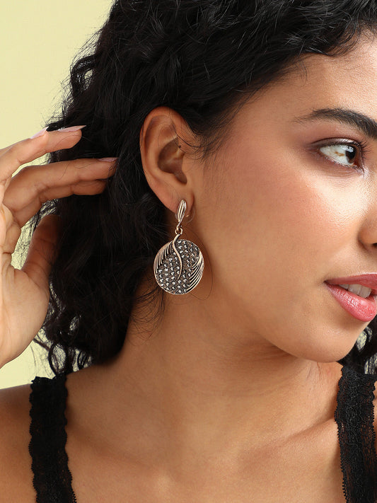 Gold-Plated Circular Drop Earrings