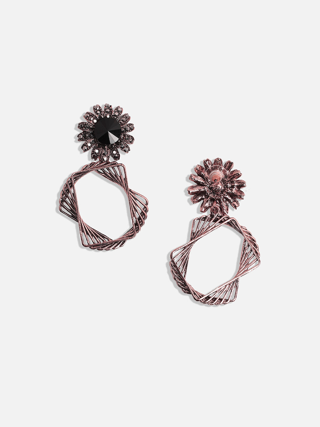 Rose Gold-Plated Contemporary Drop Earrings