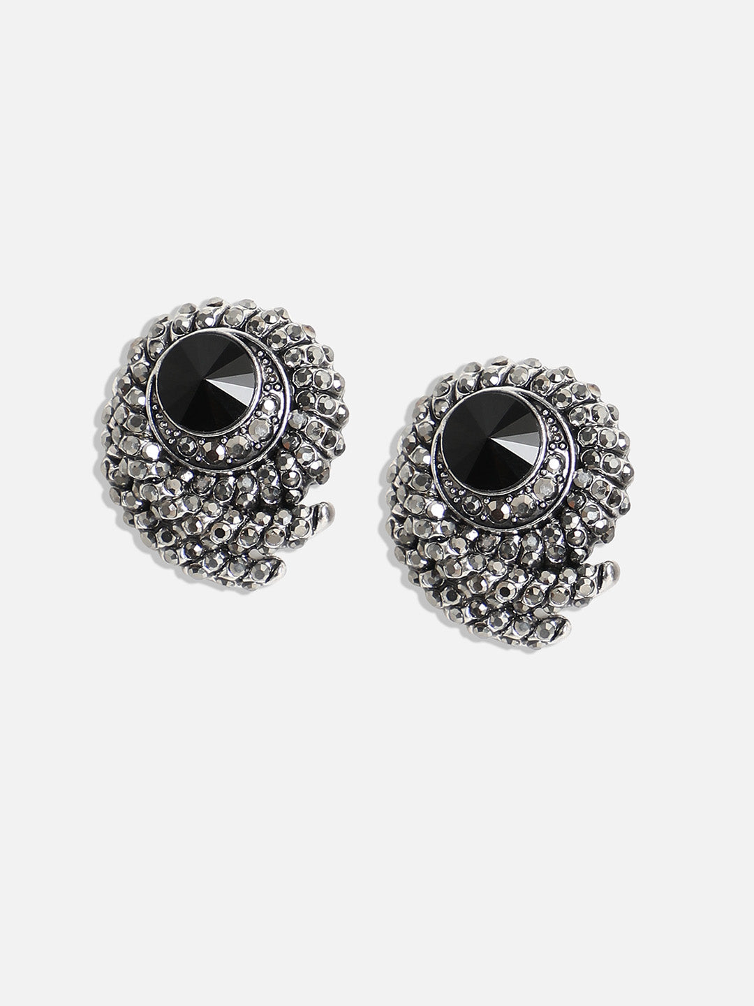 Silver-Plated Artificial Stones Contemporary Studs Earrings