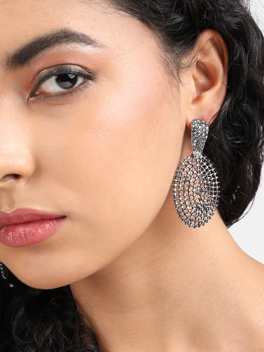 Silver-Plated Contemporary Drop Earrings