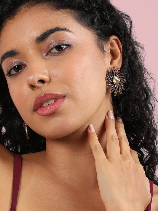 Gold-Plated Contemporary Studs Earrings