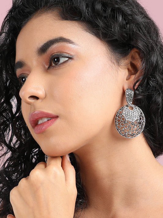 Silver-Plated Contemporary Drop Earrings