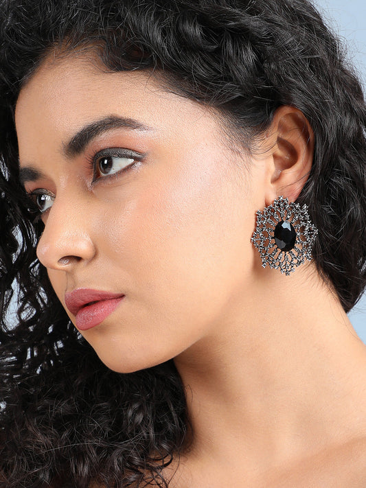 Silver-Plated Contemporary Stud Earrings