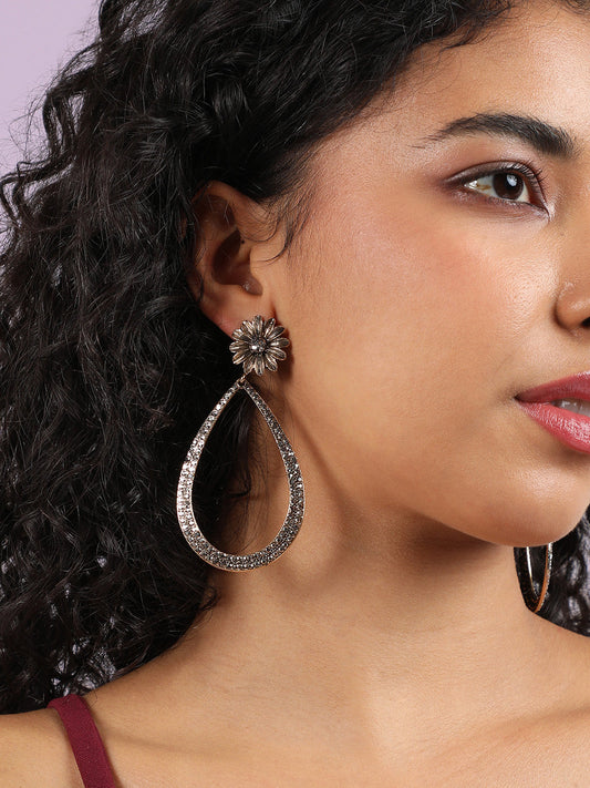 Gold-Plated Teardrop Shaped Drop Earrings