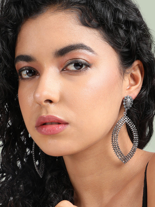 Silver-Plated Contemporary Drop Earrings