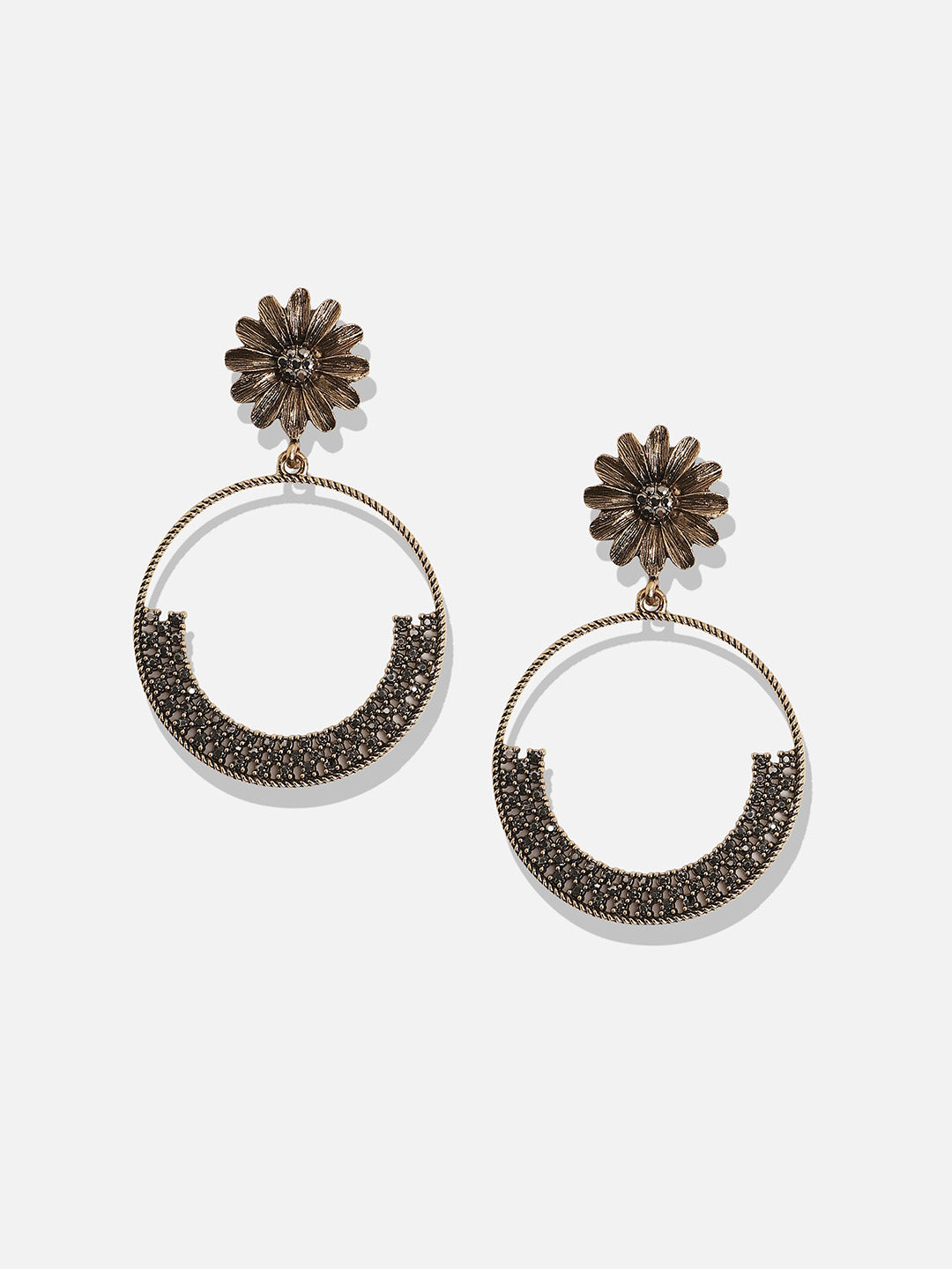 Gold-Plated Circular Drop Earrings