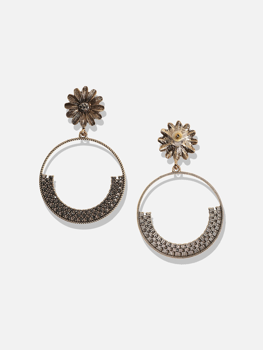 Gold-Plated Circular Drop Earrings