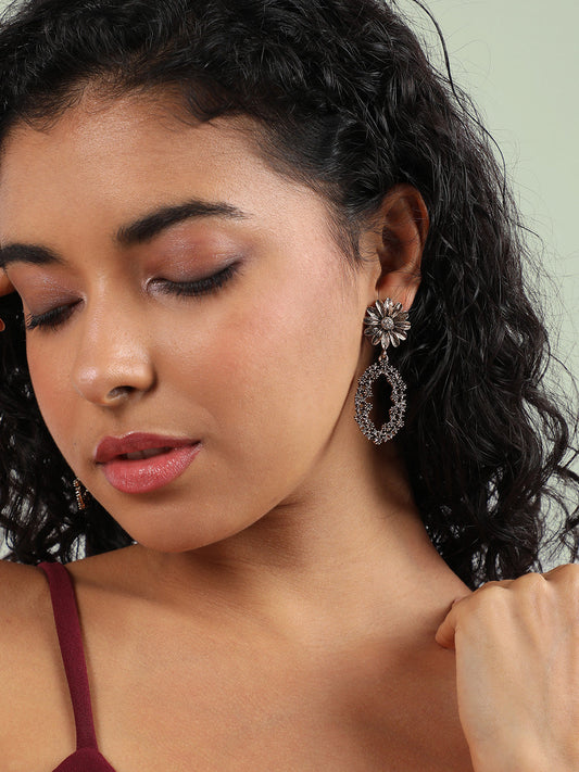 Gold-Plated Artificial Stones Contemporary Drop Earrings