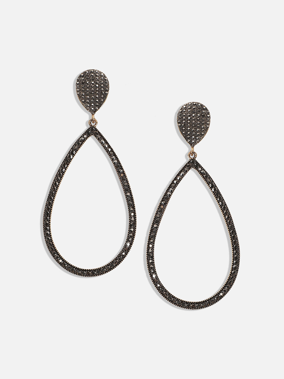 Silver Plated Crystals Studded Drop Earrings