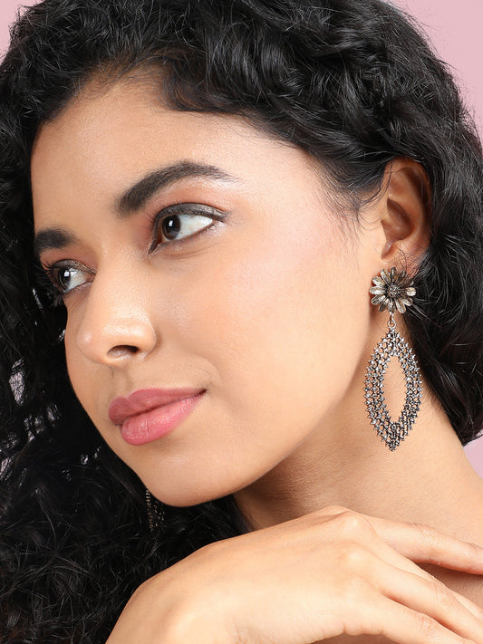 Gold-Plated Artificial Stones Contemporary Drop Earrings