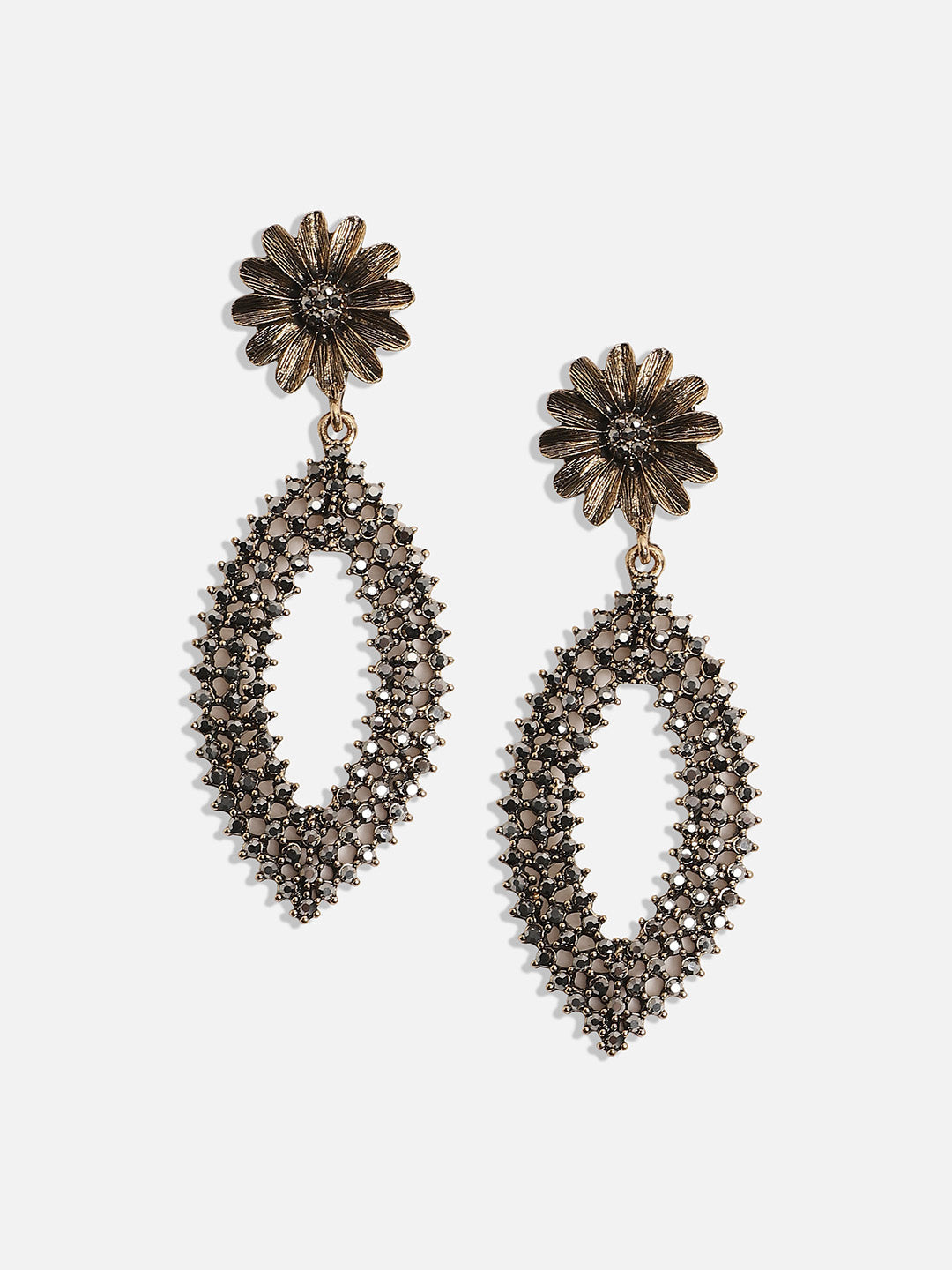 Gold-Plated Artificial Stones Contemporary Drop Earrings