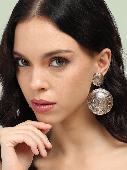 Gold-Plated Circular Drop Earrings