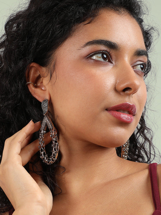 Gold-Plated Contemporary Drop Earrings