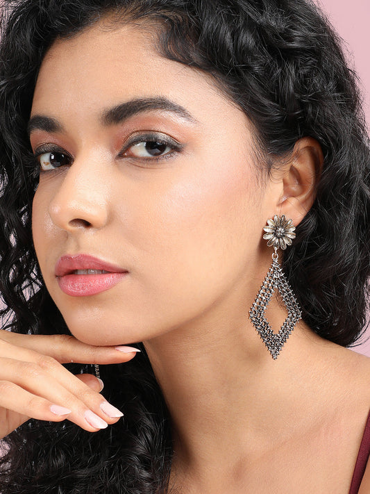 Gold-Plated Artificial Stones Contemporary Drop Earrings