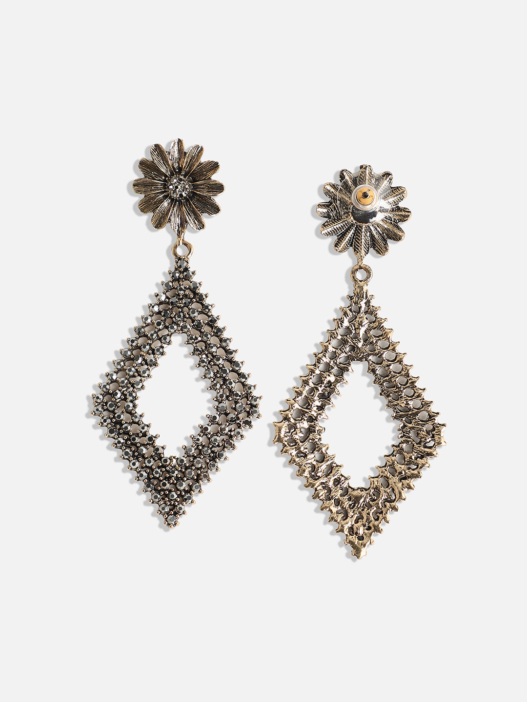 Gold-Plated Artificial Stones Contemporary Drop Earrings