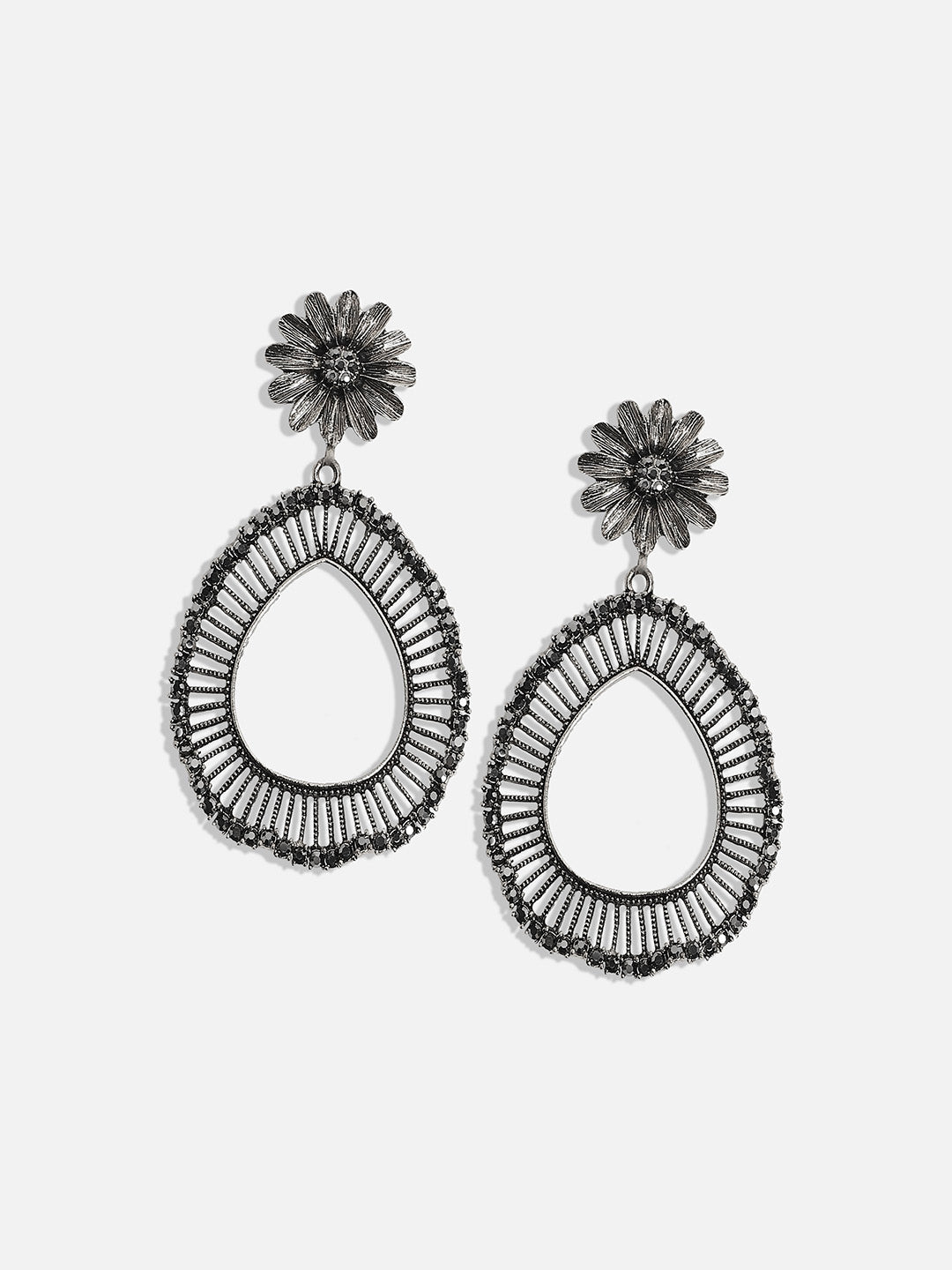 Silver-Plated Artificial Stones Contemporary Drop Earrings