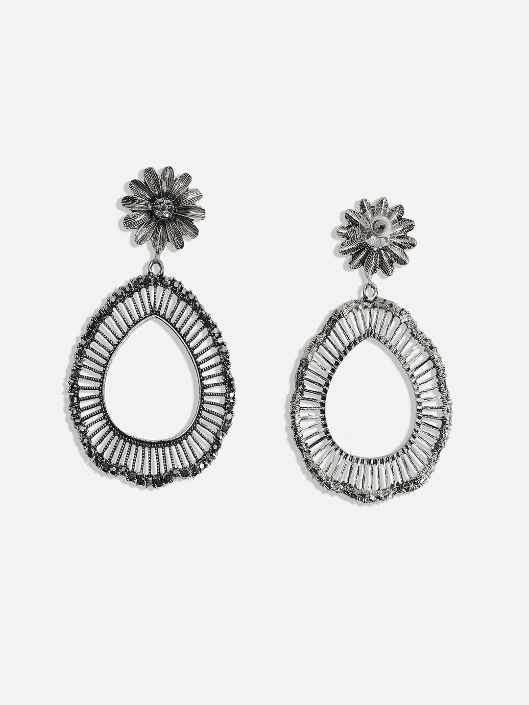 Silver-Plated Artificial Stones Contemporary Drop Earrings