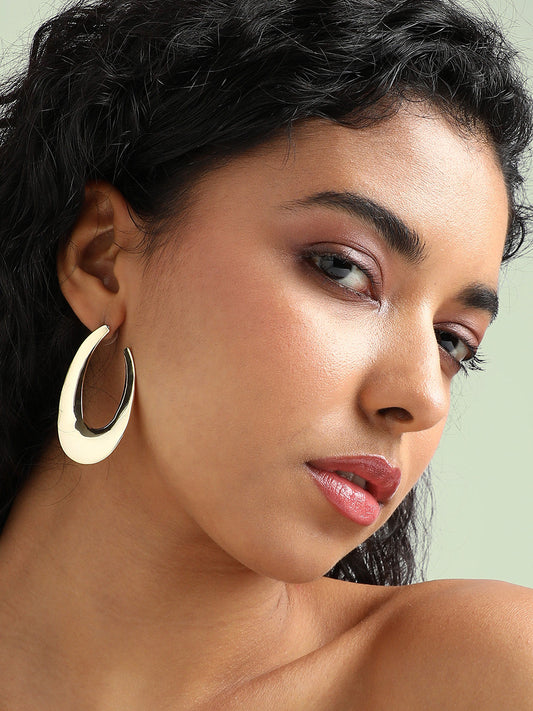 Gold-Plated Half Hoop Earrings