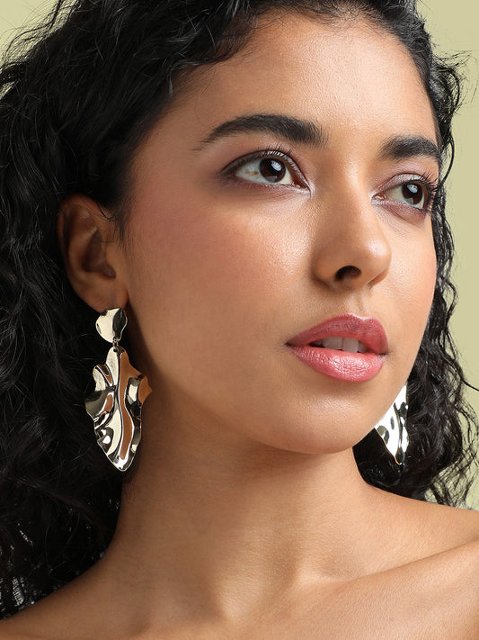 Gold-Plated Contemporary Drop Earrings