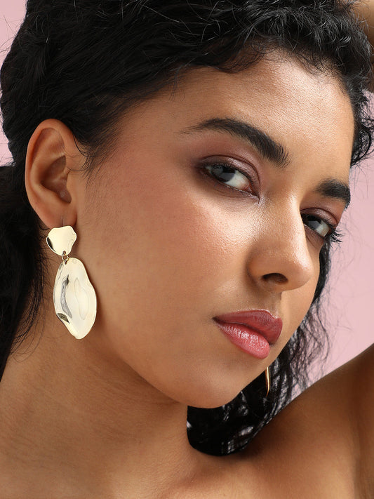 Gold-Plated Contemporary Drop Earrings