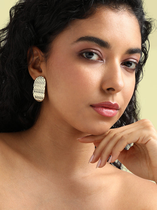 Gold-Plated Contemporary Studs Earrings