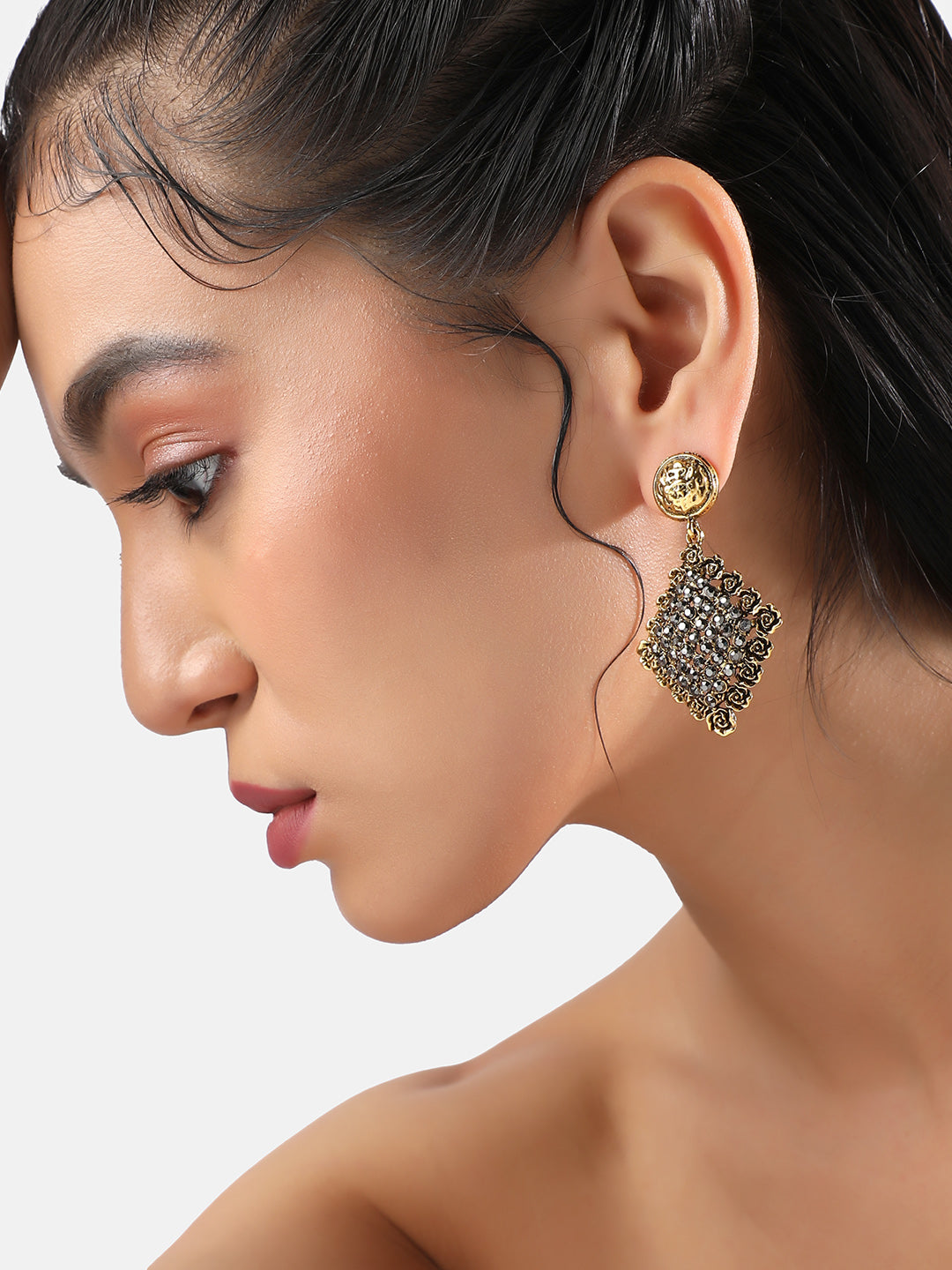 Gold-Plated Geometric Drop Earrings