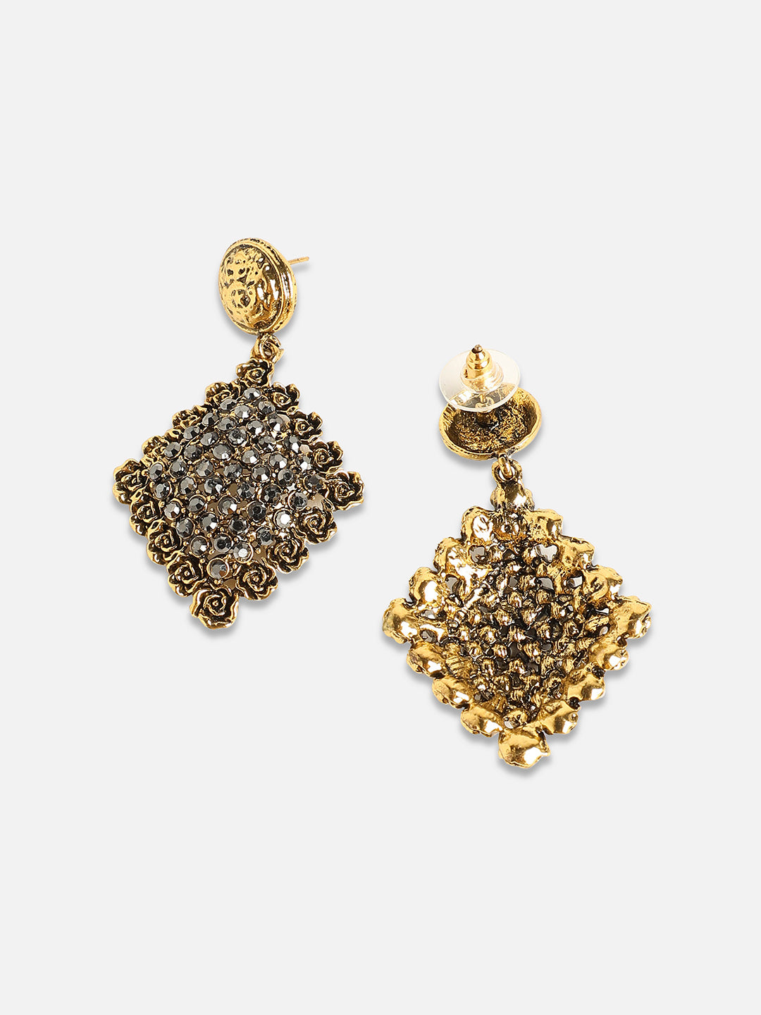 Gold-Plated Geometric Drop Earrings