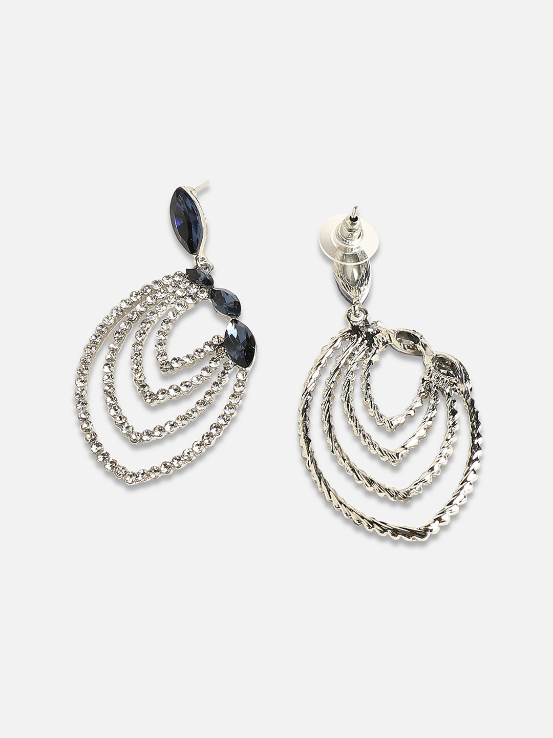 Silver-Plated Studded Drop Earrings