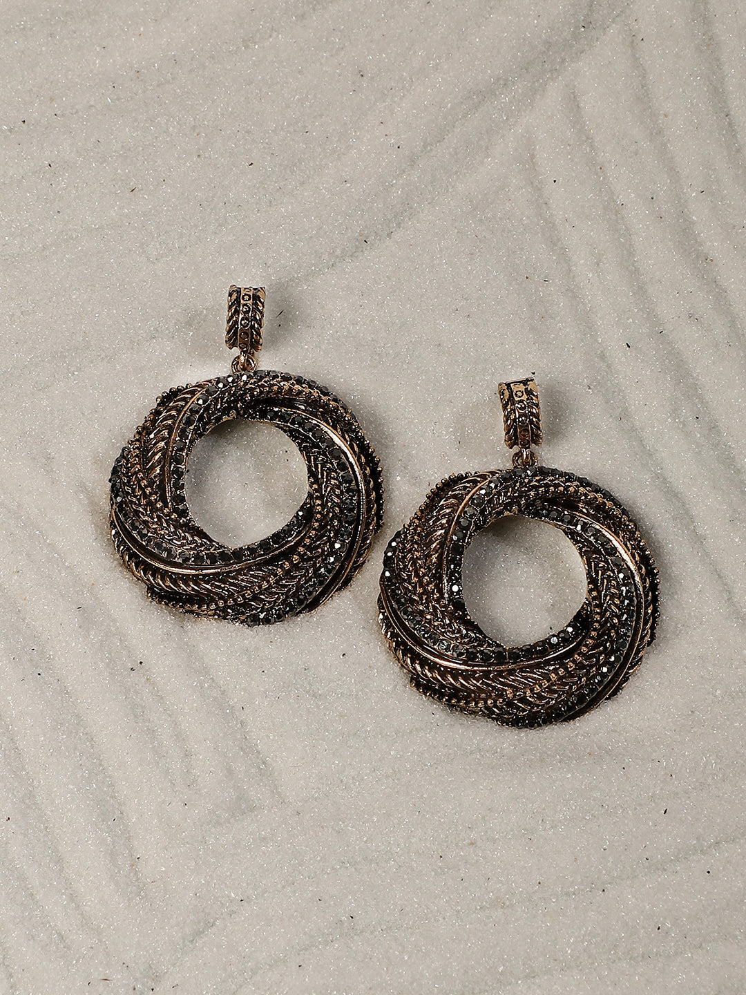 Gold Plated Artificial Stones Studded Drop Earrings