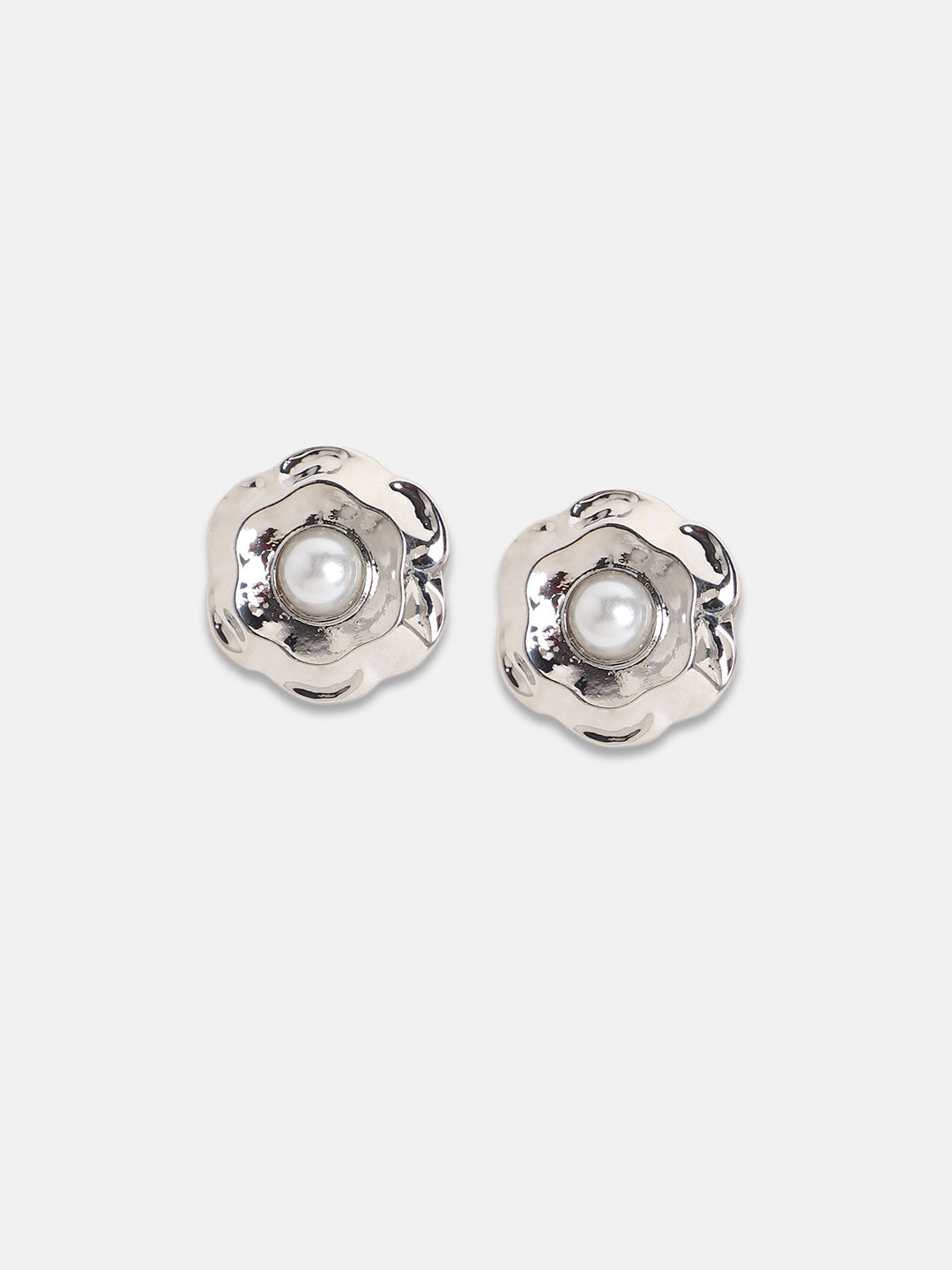 Silver-Plated Pearls Beaded Studs Earrings